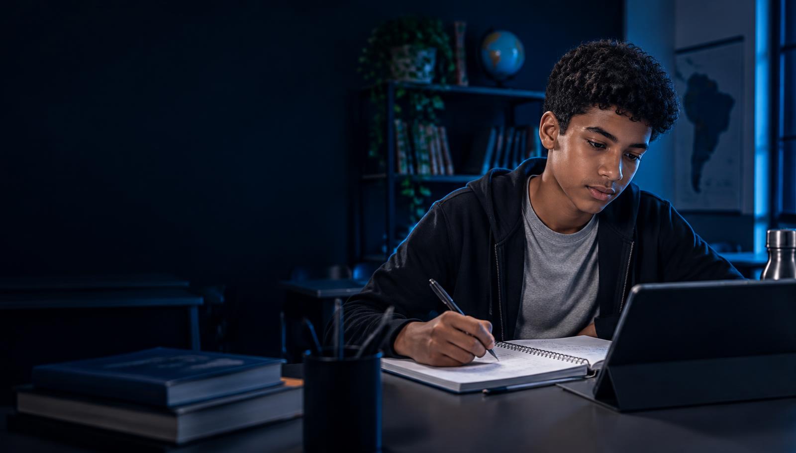 Estudante usando a plataforma TY Educacional